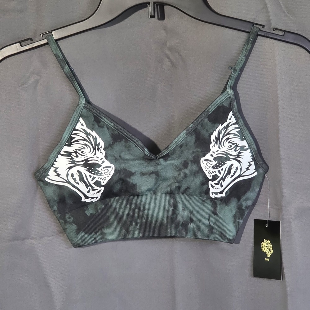NWT Darc Sport Dual Wolf Seamless Everson Sport Bra Small Greek Stone Marble